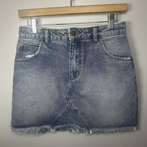 Rolla's Claudia Mini Skirt Size 26 New Stone Blue Denim High Rise